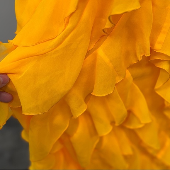Anthropologie Let Me Be Sasha Ruffled Maxi Skirt Plus 2X Orange Chiffon Angel - Picture 5 of 11